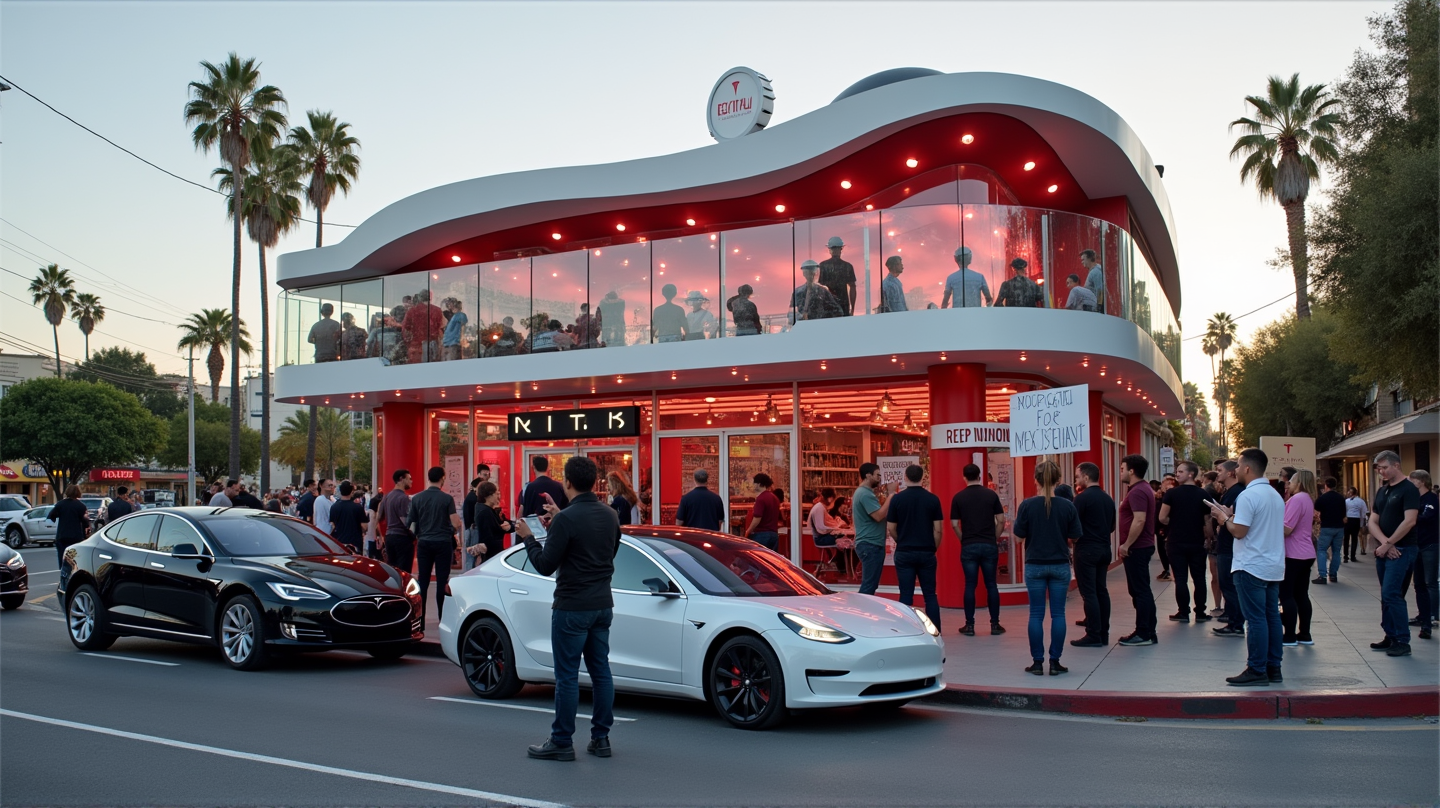 El Diner de Tesla de Elon Musk Desata Controversias y Protestas